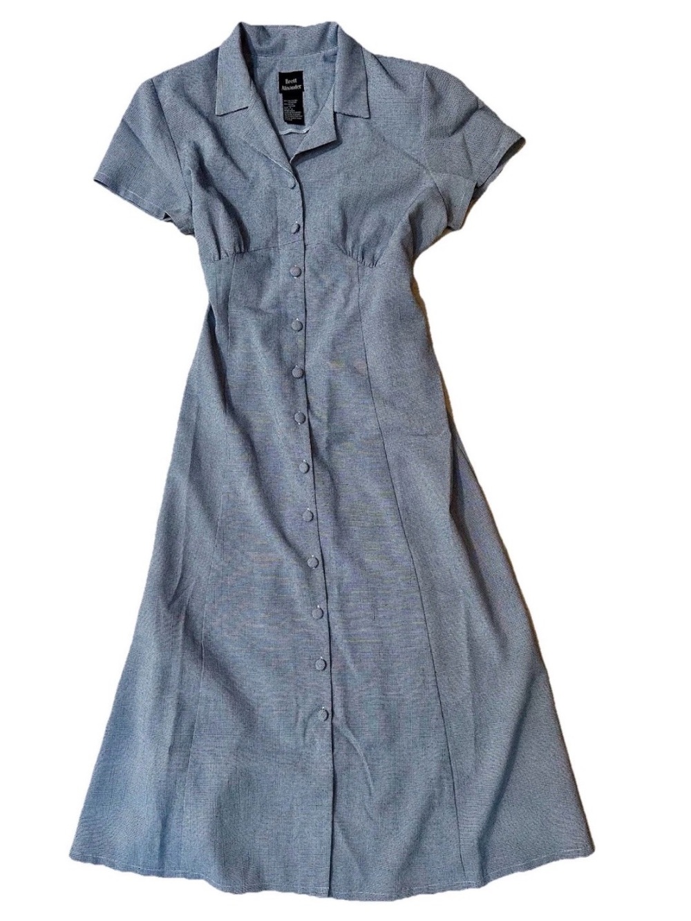 Brett Alexander houndstooth sz18 tie back maxi dress w buttons Business Casual